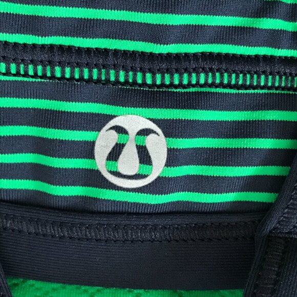 Lululemon CYB Tank Top Women Size 2 Green Striped Racerback Moisture Wicking - Picture 3 of 7